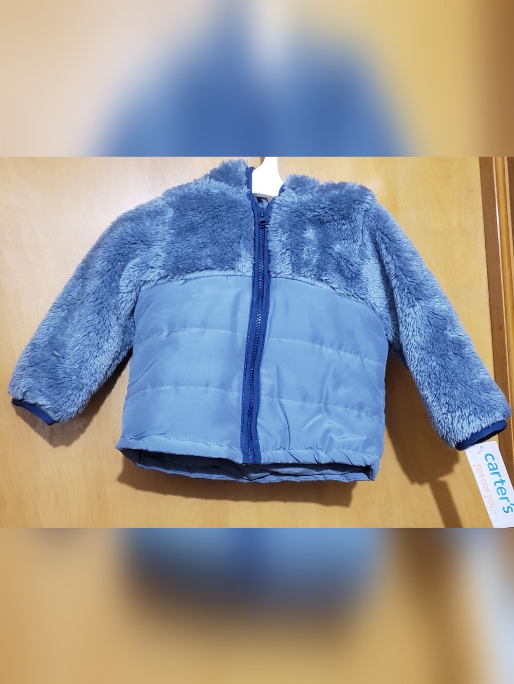 Carter's Light Blue Faux-Fur & Quilted Puffer Jacket